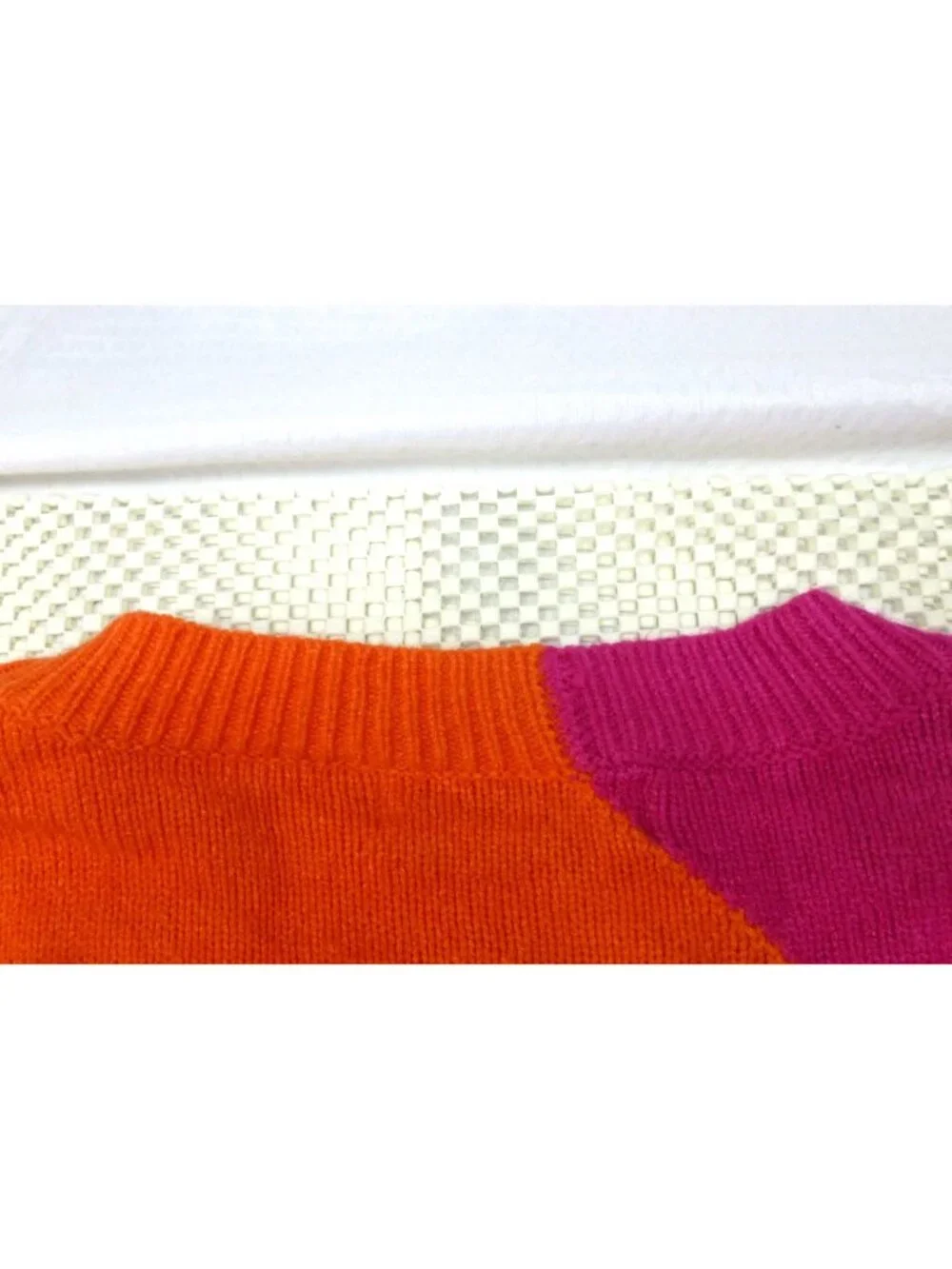 Ecowish Womens Color-Block Sweater‎ S Pink Orange Purple Acrylic Blend